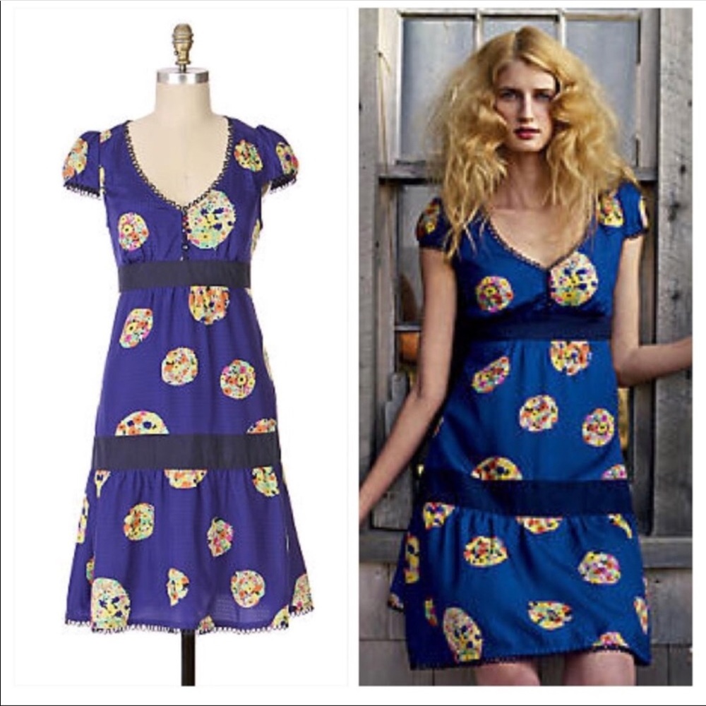 Anthropologie Maeve lighthouse cute silk dress s